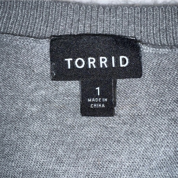 Torrid Grey Sweater with Long Cream Under Tank Lightweight Knit Fall Blouse - Picture 9 of 11
